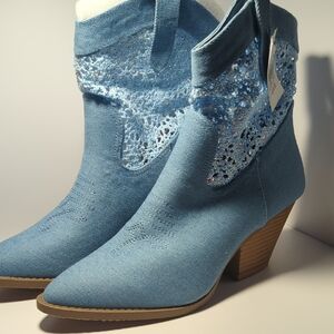 Forever Light Blue Heeled Boots